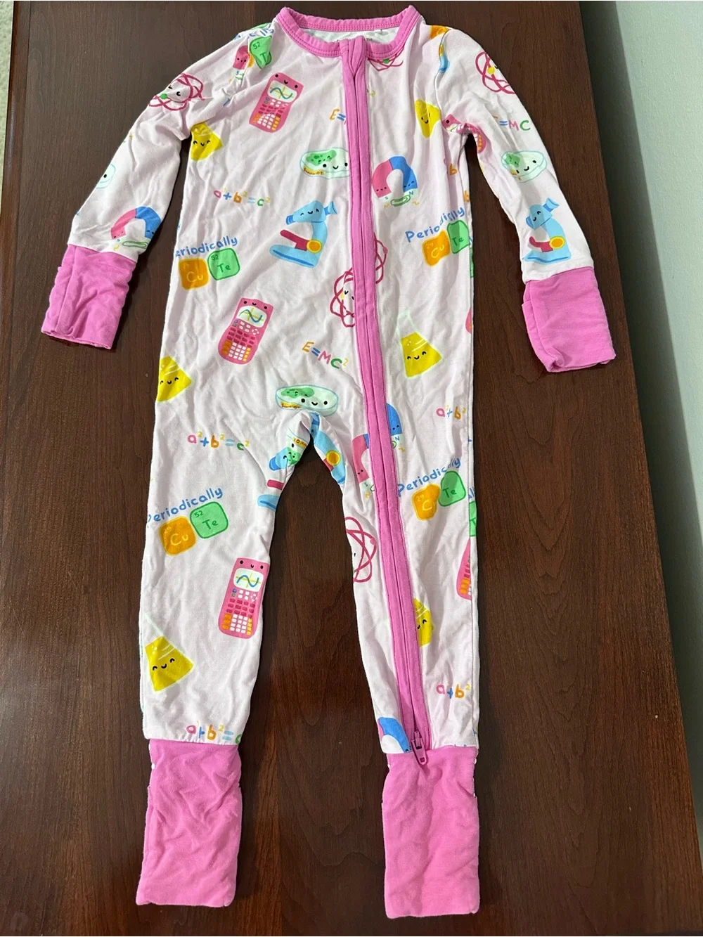6-12 Months Angel Dear Pink Science Print Zip Footed Pajama